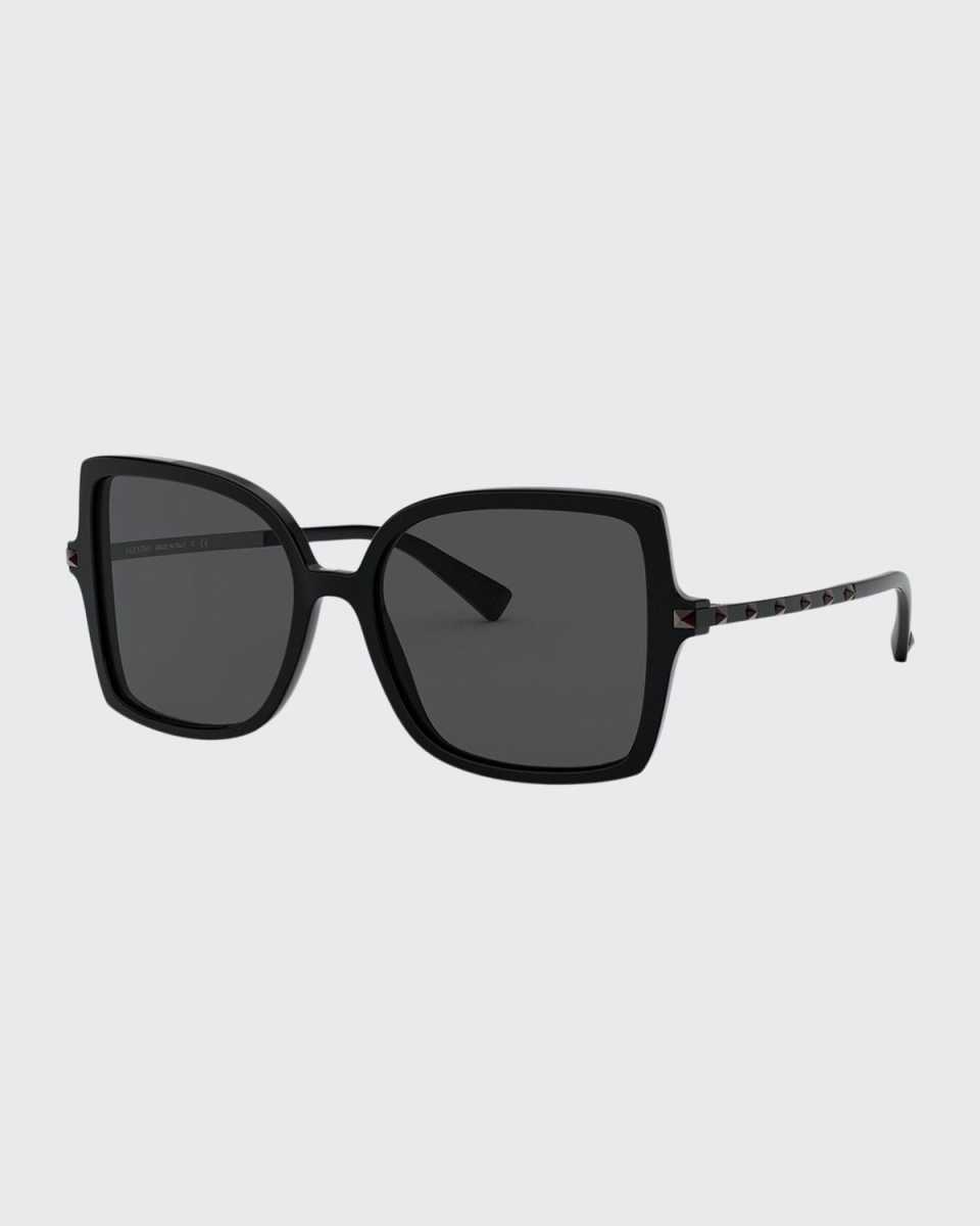 Square Acetate Sunglasses w/ Rockstud Arms
